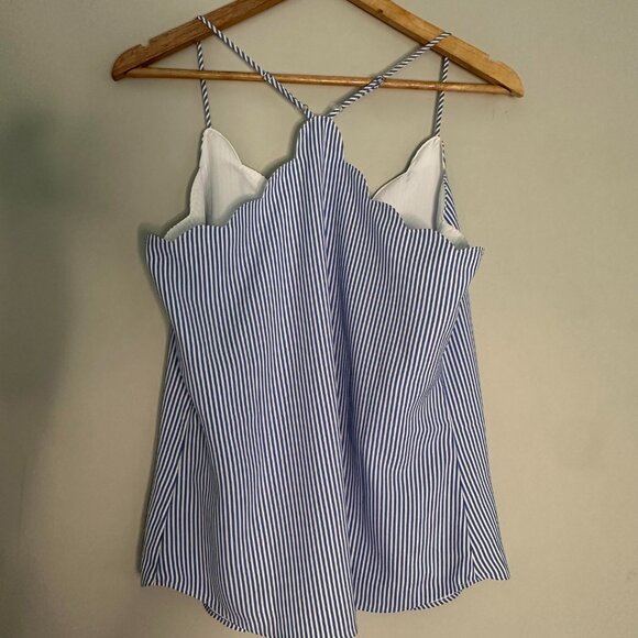 J. Crew Striped Racerback Scalloped Cami Top Nautical Preppy - 8 - Picture 6 of 6